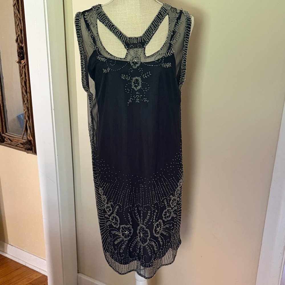 Sparkle & Fade Black Dress with Silver Beading